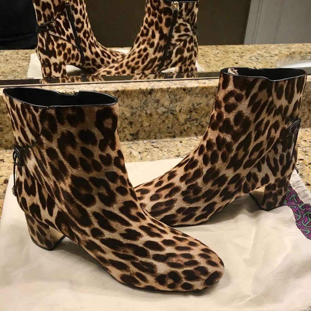 Tory Burch Leopard Calf Hair Booties
